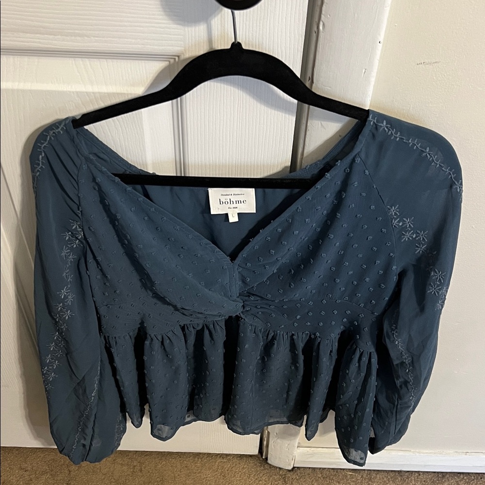 Bohme Teal Embroidered Blouse